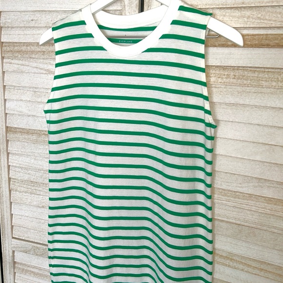 Everlane The Weekend Green and White Striped Tank Dress. Size Small - Picture 4 of 11